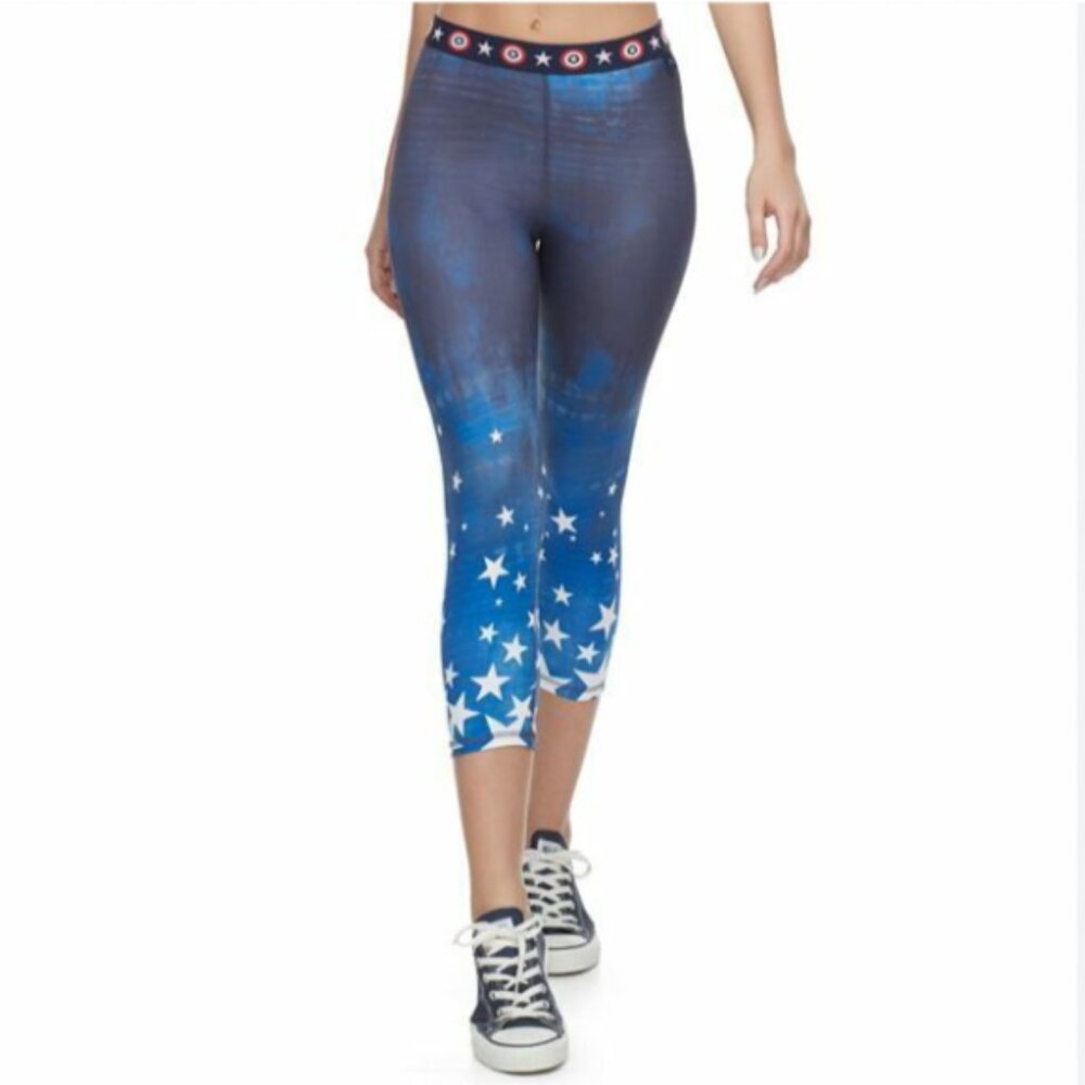 Brand New Marvel Hero Elite Women's Captain America Superhero Cropped Leggings
